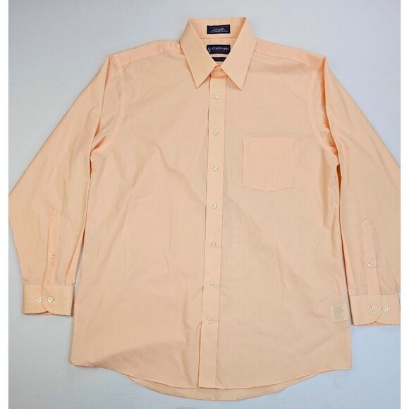 Stafford Performance Classic Fit Size 16.5 34-35 Peach Long Sleeve Mens Shirt - Picture 1 of 8